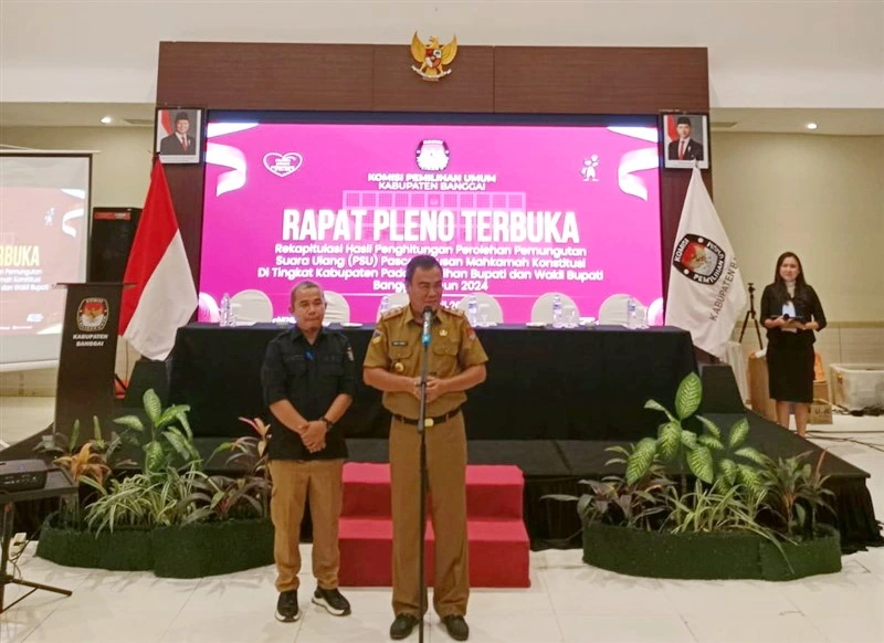 Sambutan Ramli Tonggko saat Rapat Pleno Terbuka Rekapitulasi Hasil Perhitungan Perolehan PSU Kabupaten Banggai